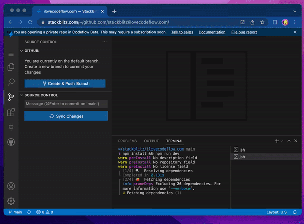 Opening a repo in Codeflow IDE